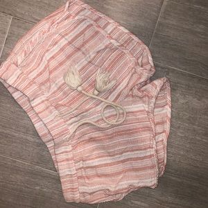 White and Pink Stripped Shorts